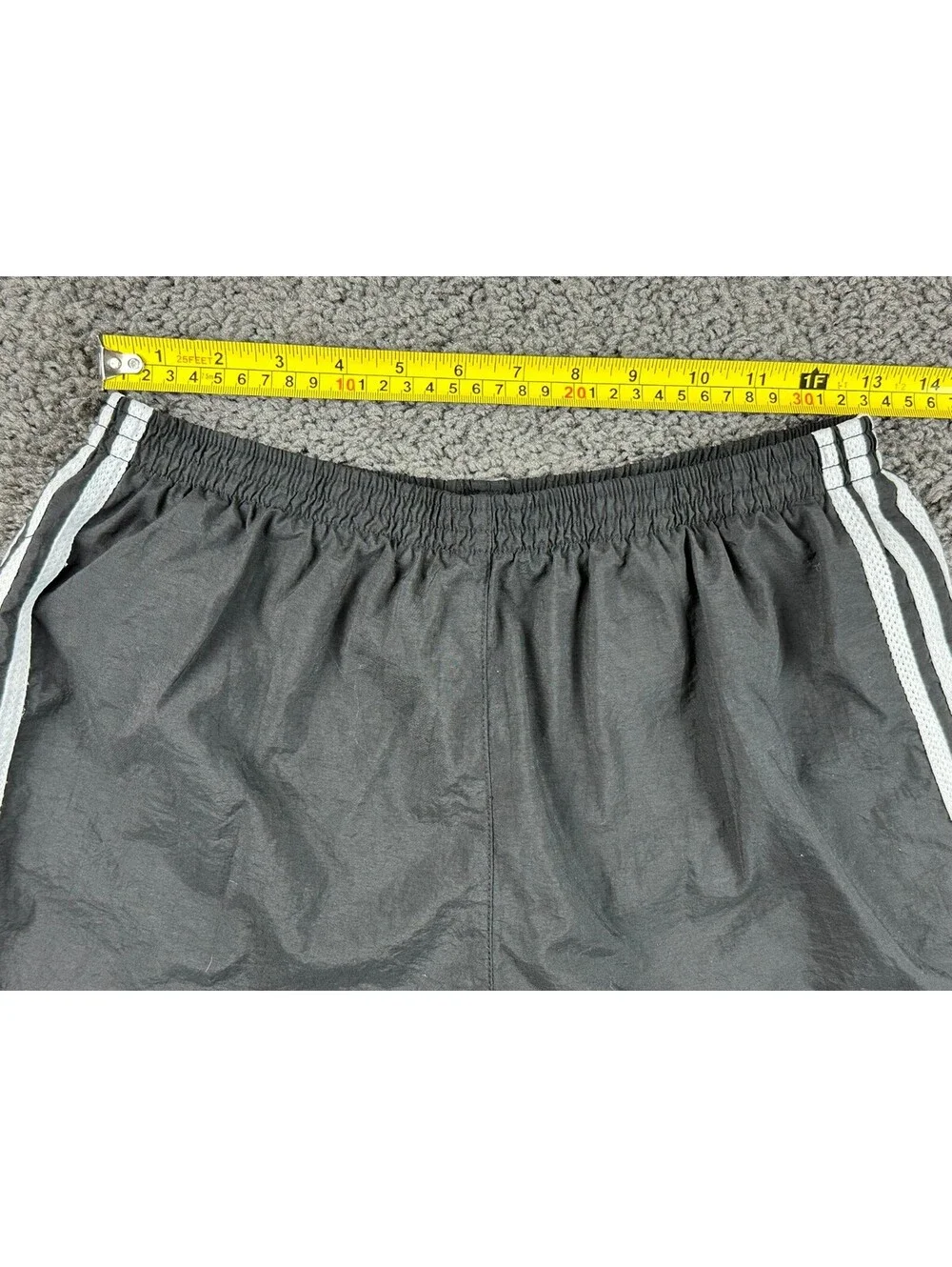 Vintage Y2K Adidas Running Shorts Mens Black 3 Stripe Nylon Lined Sz M